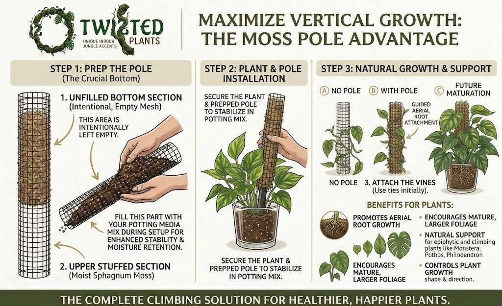 Stackable Wire Mesh Moss Pole 36in