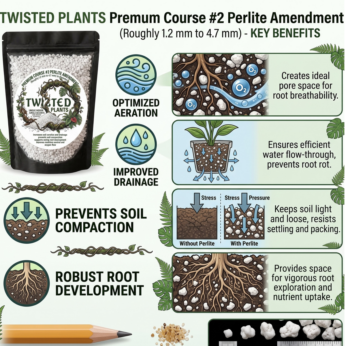 Twizted Premium Coarse #2 Perlite – Chunky Soil Amendment for Drainage & Aeration