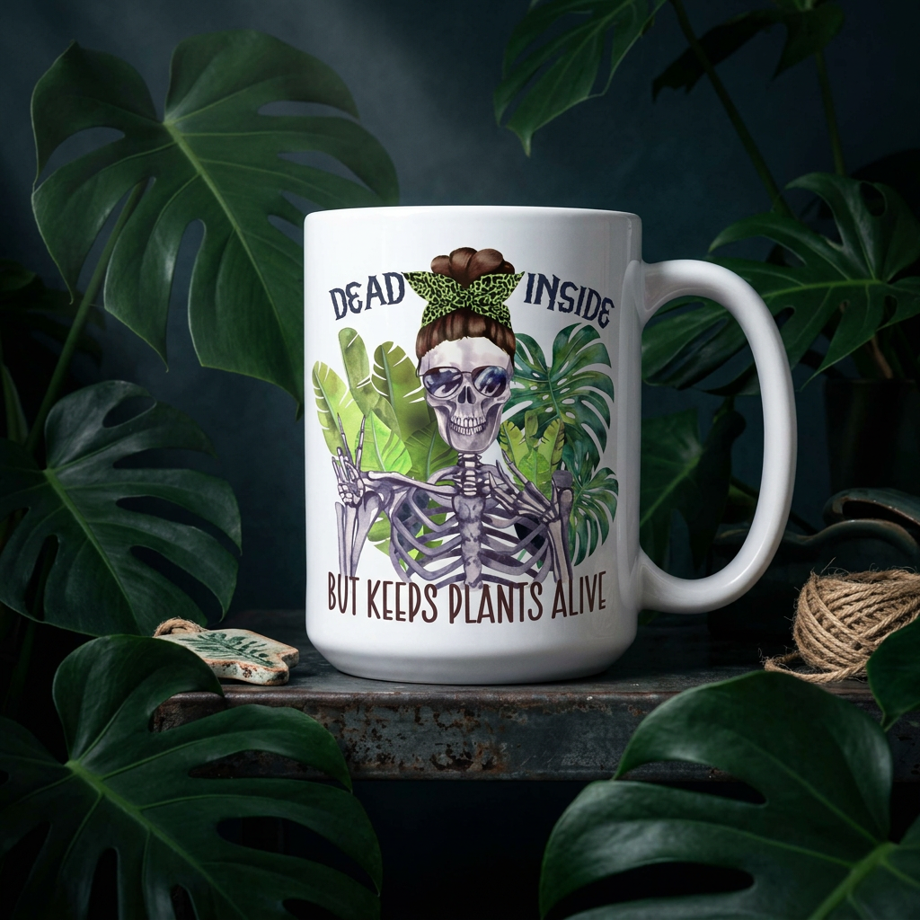 Dead Inside But Keeps Plants Alive - Moody White Handle