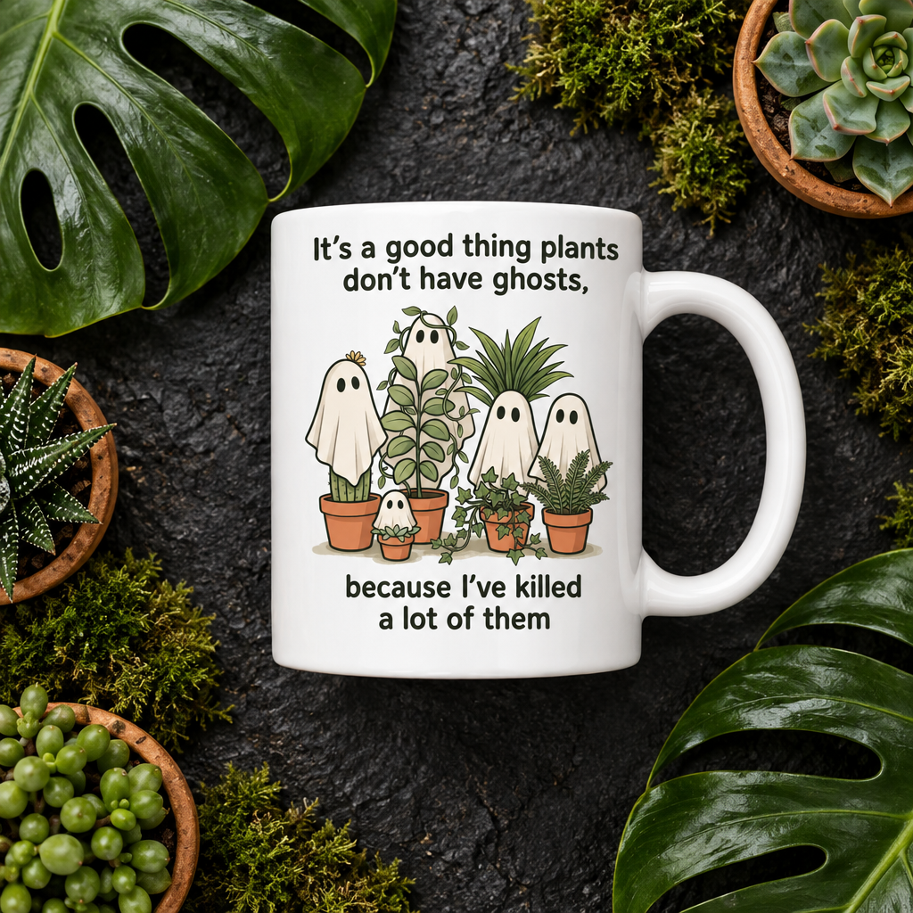 Ghost Plants Mug — Flat Lay