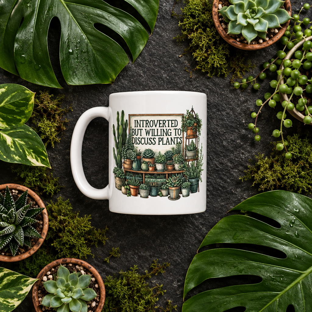 Introverted mug flat lay