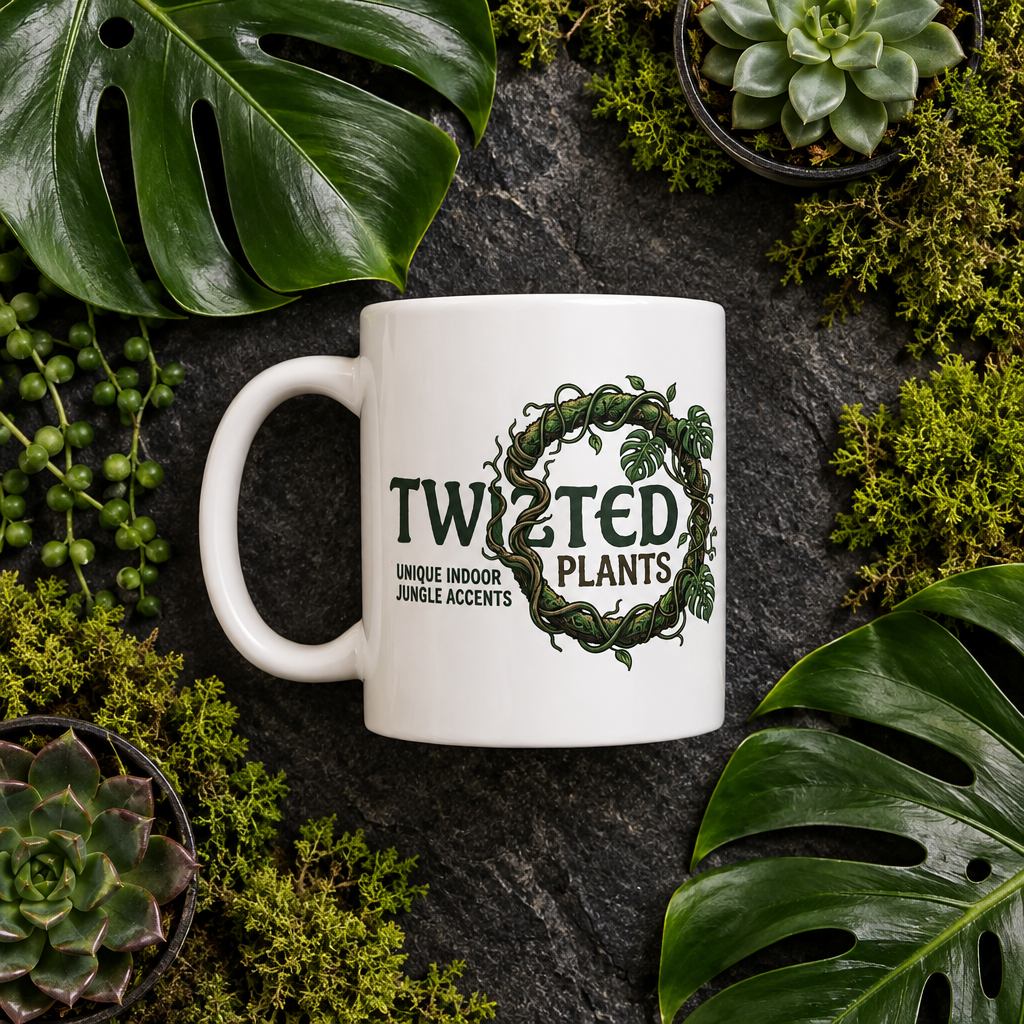 Twizted Plants logo mug flat lay